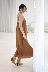 Eadie Lifestyle-Fundamental Linen Midi - Nutmeg