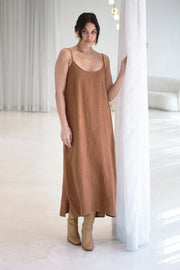 Eadie Lifestyle-Fundamental Linen Midi - Nutmeg