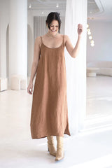 Eadie Lifestyle-Fundamental Linen Midi - Nutmeg