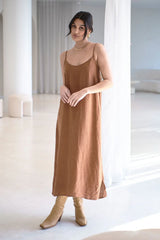 Eadie Lifestyle-Fundamental Linen Midi - Nutmeg