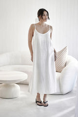 Eadie Lifestyle-Fundamental Linen Midi - Off White