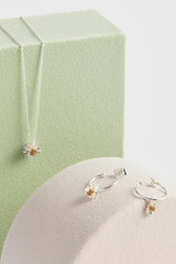 Estella Bartlett-Mini Wildflower Hoop Drop Earrings - Silver & Gold Plated