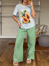 Long Pants Green Stripe