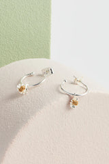 Estella Bartlett-Mini Wildflower Hoop Drop Earrings - Silver & Gold Plated