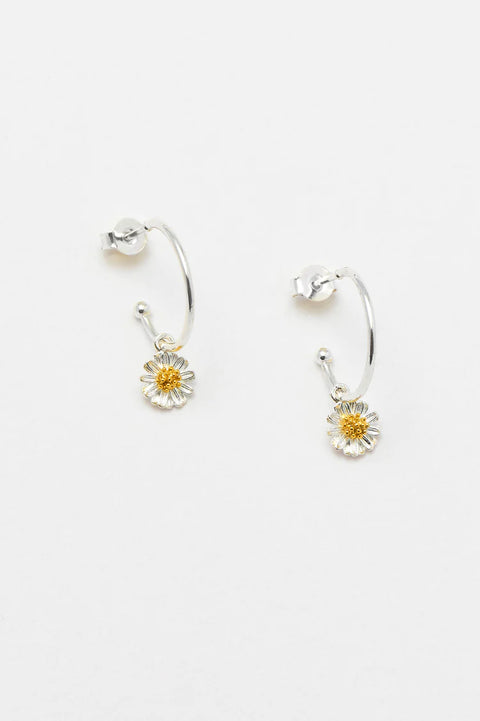 Estella Bartlett-Mini Wildflower Hoop Drop Earrings - Silver & Gold Plated