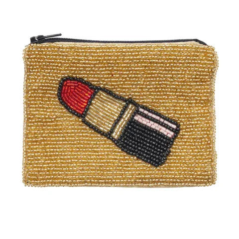 Mwah Lipstick  Beaded Pouch