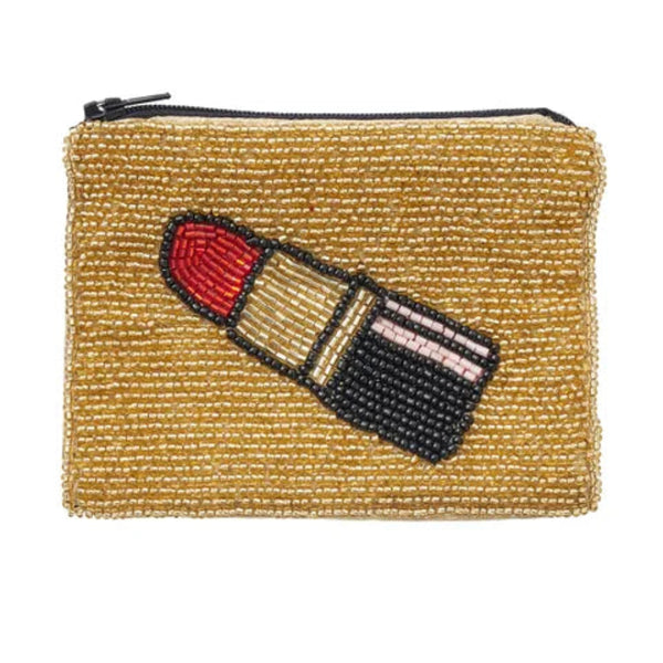 Mwah Lipstick  Beaded Pouch