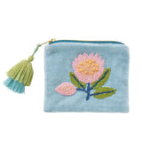 Protea Embroidered Velvet Pouch