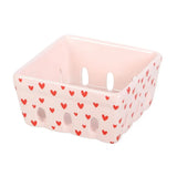 Pink Heart Print Ceramic Berry Basket