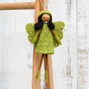 Tara Treasures- Felt Angel Fairy - Lime Dress