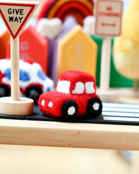 Tara Treasures- Felt Red Car Toy