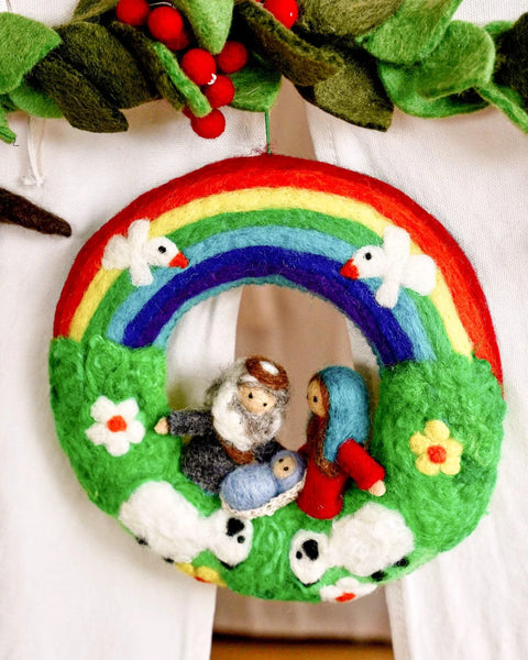 Tara Treasures-Felt Christmas Rainbow Nativity Wreath