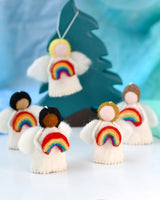 Tara Treasures-  Felt Waldorf Diversity Angel with Rainbow - Auburn Hair