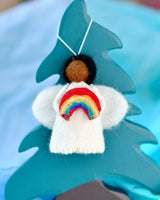 Tara Treasures-  Felt Waldorf Diversity Angel with Rainbow - Ebony Hair