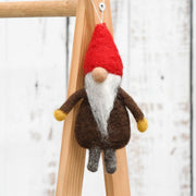 Tara Treasures- Felt Gnome Hanging - Dark Brown Robe