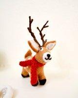 Tara Treasures- Felt Reindeer with Red Scarf Toy