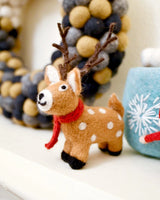 Tara Treasures- Felt Reindeer with Red Scarf Toy