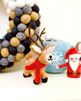 Tara Treasures- Felt Reindeer with Red Scarf Toy