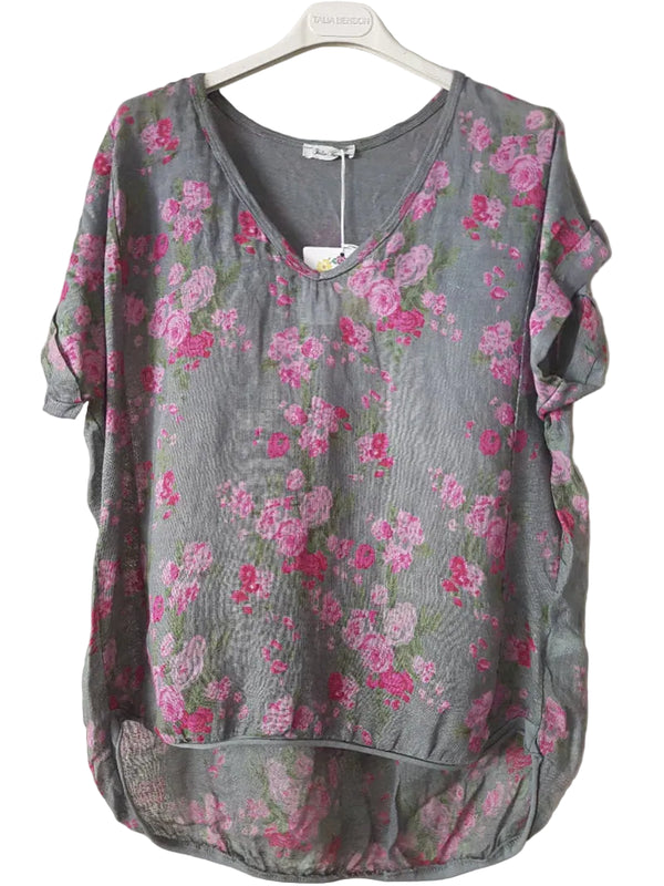 Floral Italian Linen Tee