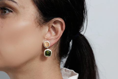 Edith Enamel Earrings Green