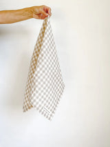 Pure French Linen Gingham Tea Towel - Natural