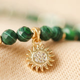 Lisa Angel- Malachite & Aqua Semi-Precious Stone Bracelet with Sun Charm