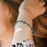 Lisa Angel- Malachite & Aqua Semi-Precious Stone Bracelet with Sun Charm