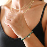 Lisa Angel- Malachite & Aqua Semi-Precious Stone Bracelet with Sun Charm