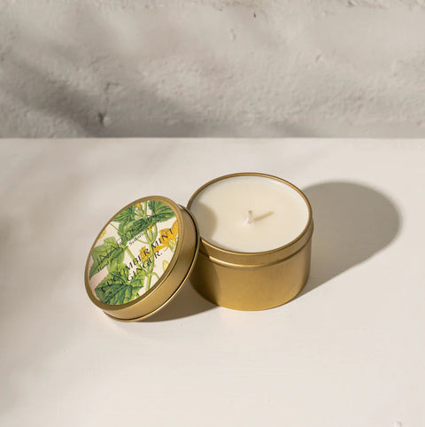 INARTISAN-HAND POURED SOY CANDLE IN TRAVEL TIN - BRASS