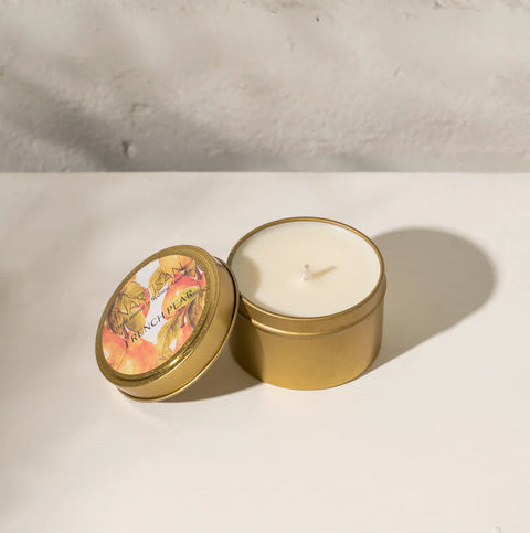 INARTISAN-HAND POURED SOY CANDLE IN TRAVEL TIN - BRASS