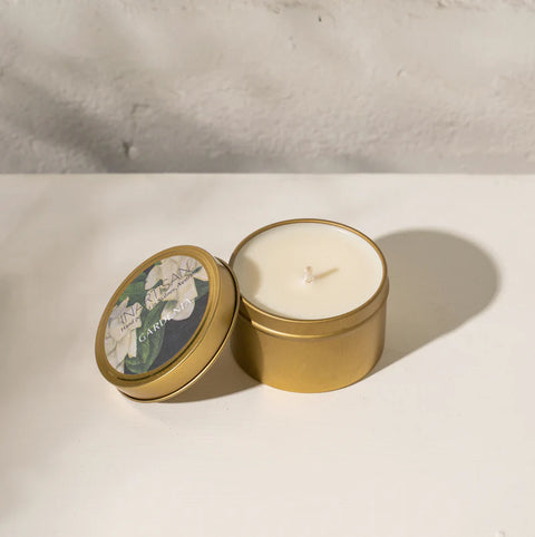 INARTISAN-HAND POURED SOY CANDLE IN TRAVEL TIN - BRASS