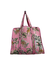 Cotton Tote Bag Pink Jungle Print