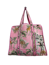 Cotton Tote Bag Pink Jungle Print