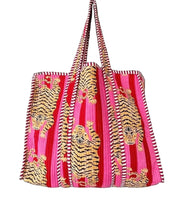 Cotton Tote Bag Pink Tiger Print