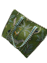 Cotton Tote Bag Green Tiger Print
