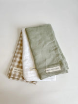 Pure French Linen Gingham Tea Towel - Natural