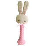 ALIMROSE-Baby Bunny Stick Rattle Pink with White Spot