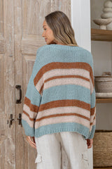 Sorrento Striped Jumper Duck Egg