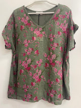 Frederic- Floral Linen T-Shirt-no band