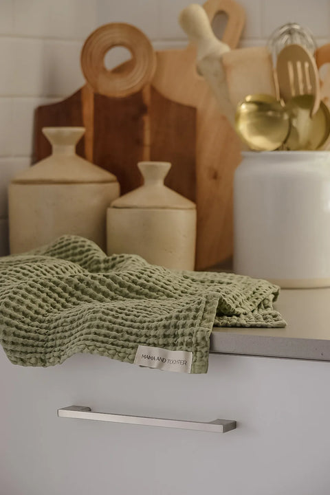 Rustic Waffle Extra Large Tea/Hand Towel - Green