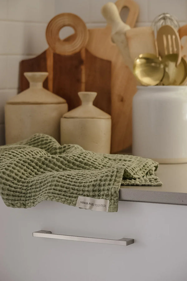 Rustic Waffle Standard Tea/Hand Towel - Green