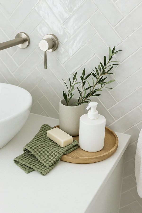 Rustic Waffle Standard Tea/Hand Towel - Green
