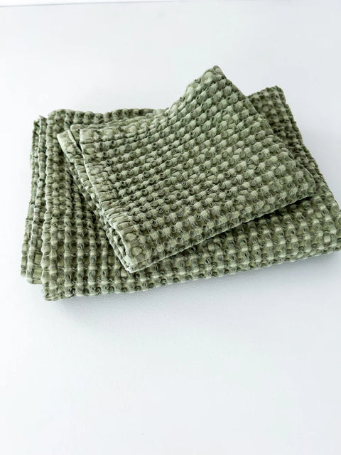 Rustic Waffle Extra Large Tea/Hand Towel - Green