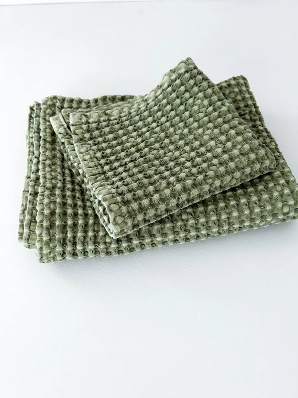 Rustic Waffle Standard Tea/Hand Towel - Green