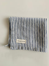 Pure French Linen Pin Stripe  Tea Towel - Marine