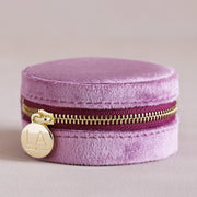 Lisa Angel- Mauve Pink Velvet Round Travel Jewellery Case