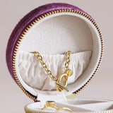 Lisa Angel- Mauve Pink Velvet Round Travel Jewellery Case