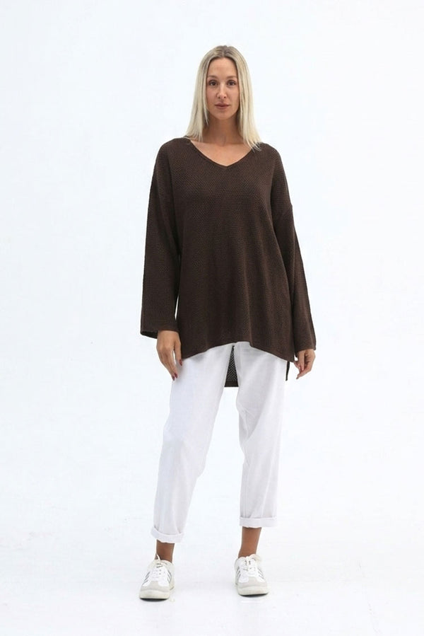 Vela Hessian Top Chocolate
