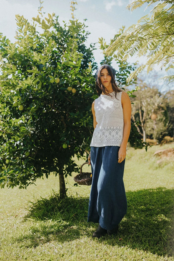 Eadie Linen Pant with Gathering Detail
