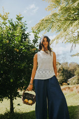 Eadie Linen Pant with Gathering Detail